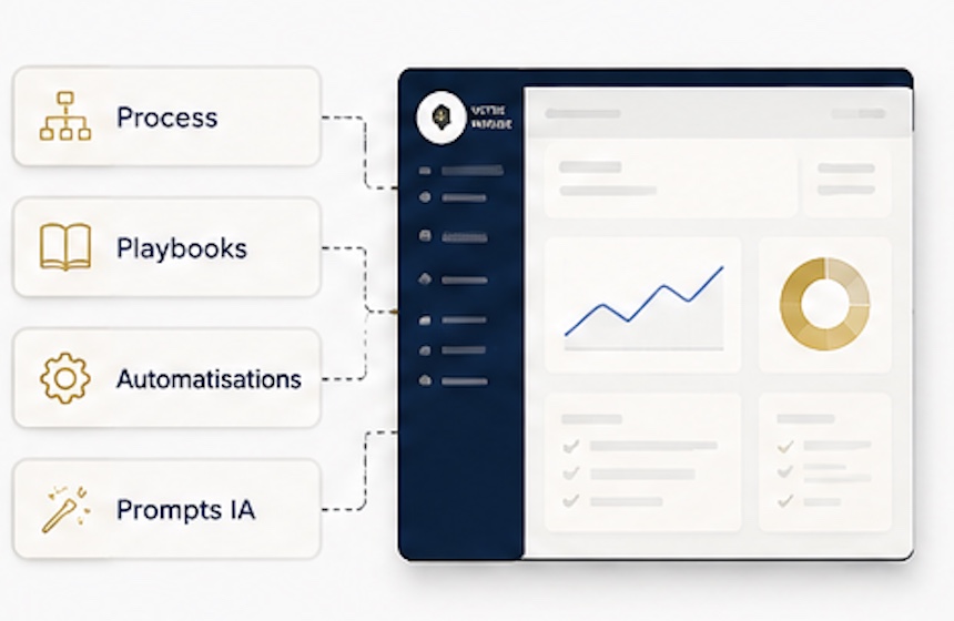 Plateforme collaborative en marque blanche, process, playbooks, IA